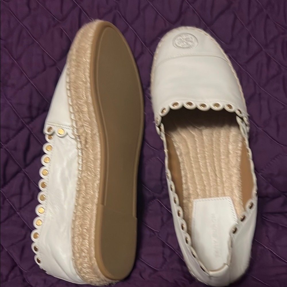 Tory Burch White Espadrille Flats